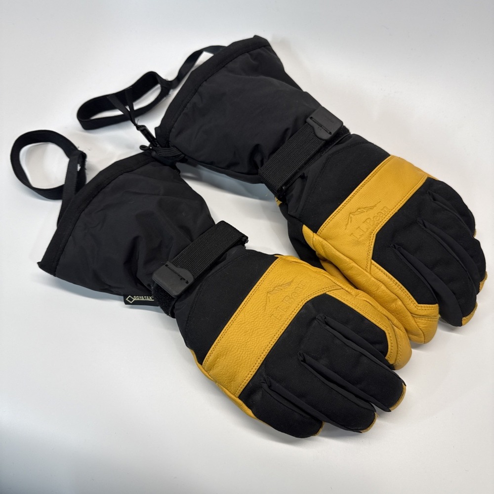 L.L Bean Waterproof Gloves Men Small Black Leather Palm Winter 505433
